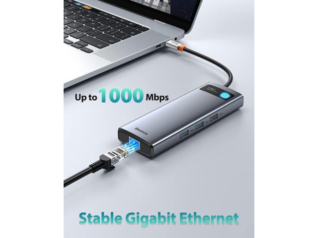 Baseus Laptop Docking Station Dual Monitor 4K@120Hz, 9 in 1 USB C Hub with 2 HDMI, 1000Mbps LAN, 100W PD, 3 USB, SD Card Reader, USB C Dock...