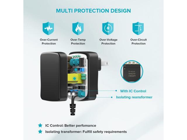 ZOZO Universal AC/DC Adapter 12W 3V 4.5V 5V 6V 7.5V 9V 12V Switching Power Supply Charger with 8 Tips 5.5x2.1mm 5.5x2.5mm Micro USB for Routers...