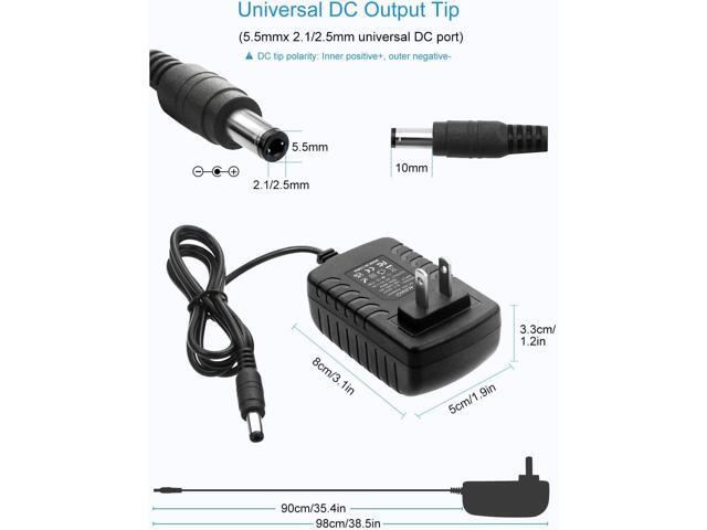ALITOVE 5V 3A Power Supply Adapter Converter Cord, Pack of 5, 5.5mm x 2.5mm 2.1mm Tip AC 100V~240V to DC 5 Volt 3000mA 2500mA 15W for WS2812B...