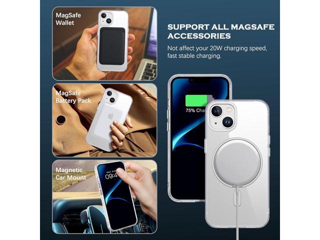 YINLAI Case for iPhone 14/13, Magnetic Case [Compatible with Magsafe] with 360° Rotatable Ring Holder Invisible Stand Slim Transparent Men Women...