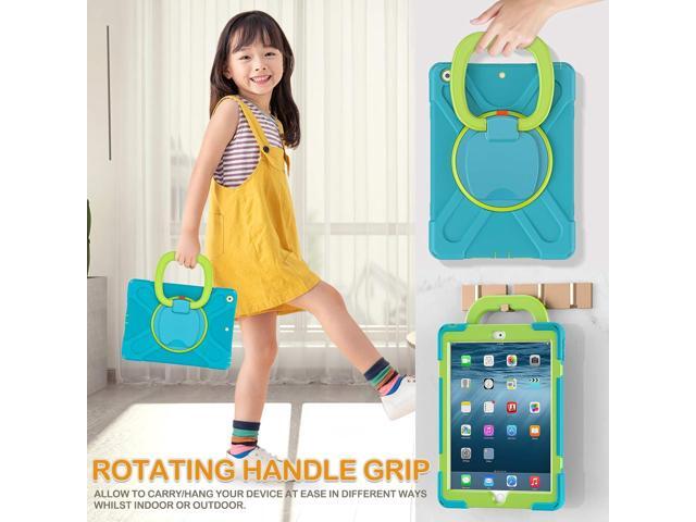 BRAECN Case for iPad 9/8/7,Shockproof Protective Boys Girls Silicone Case with Screen Protector Pencil/Pencil Cap Holder Shoulder Strap Handle Grip...