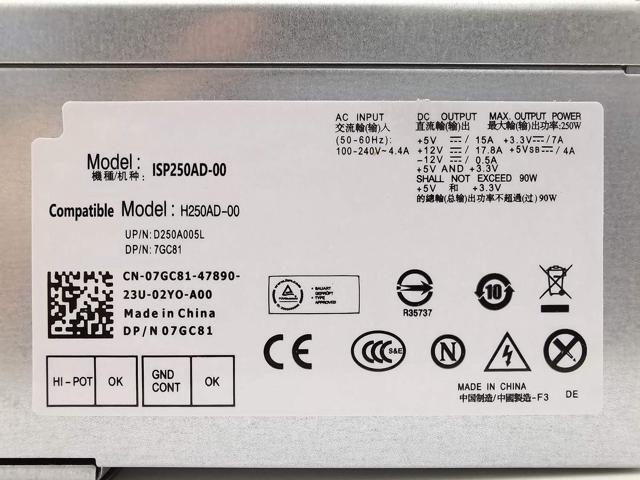D250AD-00 H250AD-00 250W Power Supply Compatible with Optiplex 390 790 990 3010 Inspiron 537s 540s 545s 546s 560s 570s 580s 620s Vostro 200s 220s...