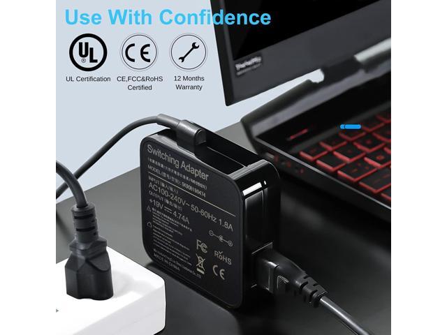 New 19V 4.74A 90W AC Power Charger Replace for ASUS Q524 Q524U Q534 Q534U Q524UQ Q534UX Q524UQ-BBI7T1 Q524UQ-BBI7T15 2-in-1 15.6' Touch-Screen Laptop