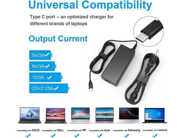 Universal USB C USB-C Chromebook Charger Replacement: 45W Type C Google Chrome Book. Laptop Charger for Lenovo/Hp/Dell/Acer/Asus/Samsung Cromebook....
