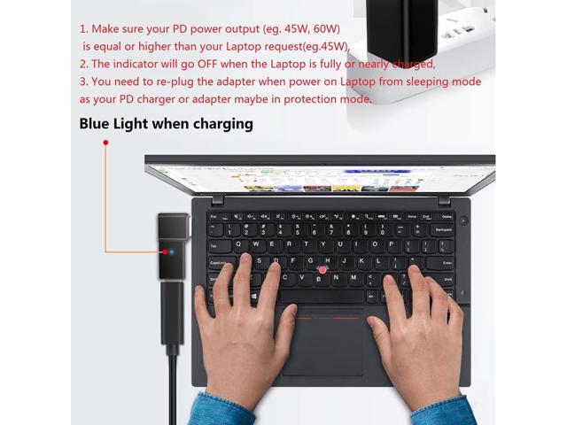 Tpenod USB-C Female Input to Slim Tip Rectangle Power PD Charge Converter for Thinkpad Series E440 E450 E550 E560 T430 T440 T440S X250 L460,for...