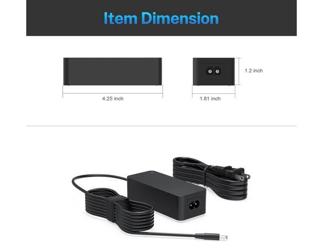 AC 65W Charger Fit for Dell Inspiron 13 15 17 7386 7586 7786 2-in-1 Laptop Power Supply Adapter Cord