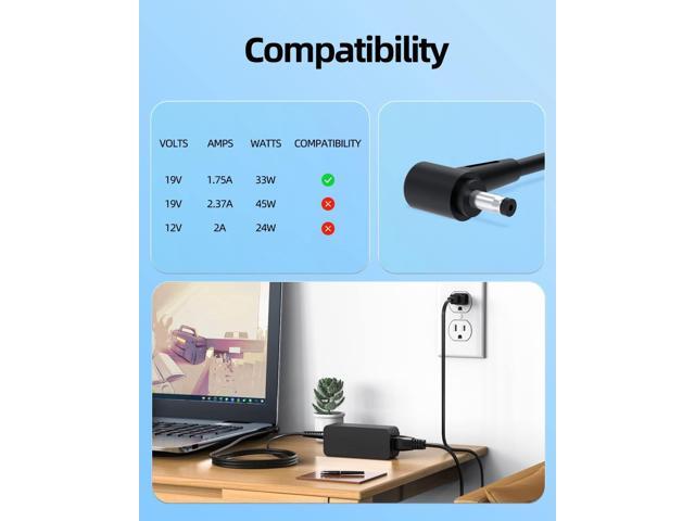 33W AC Charger Fit for Asus Imaginebook MJ401TA MJ401T MJ401 Vivobook L203MA L203M L203 Laptop Power Supply Adapter Cord