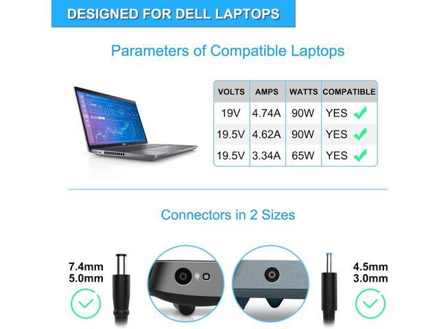 VHBW for Dell Laptop CAR Charger 90W, Compatible with Dell Inspiron 11 13 14 15 15R 17 17R 3000 5000 7000 Series Latitude XPS Precision Studio...