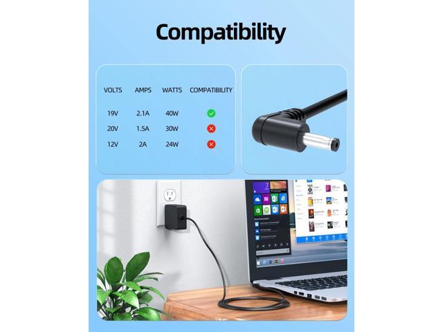 19V Charger for Gateway GWTN156-1 GWTN156-12-11 GWTN156-1BK GWTN156-1BL GWTN156-1GR GWTN156-1RG GWTN156-12-11BK GWTN156-12-11BL GWTN156-12-11GR...