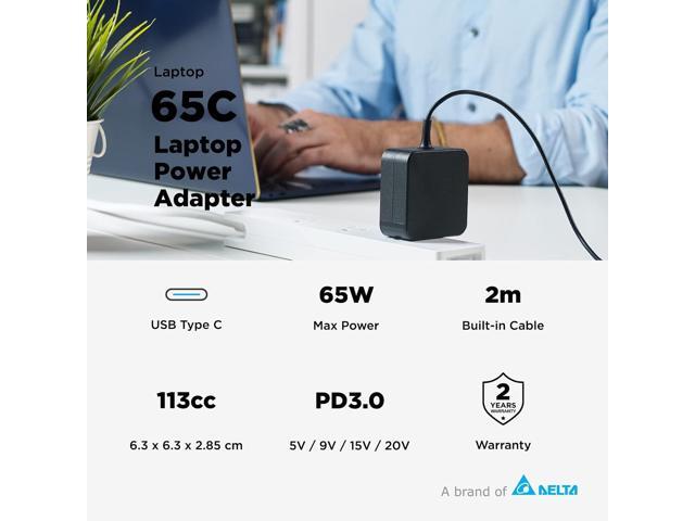 Innergie 65C 65W USB Type C Universal Laptop Charger Power Adapter PD 3.0-Compatible with iPhone 16/iPad/Switch/PC Laptop/MacBook Pro/AirUSB-C 2.3m...