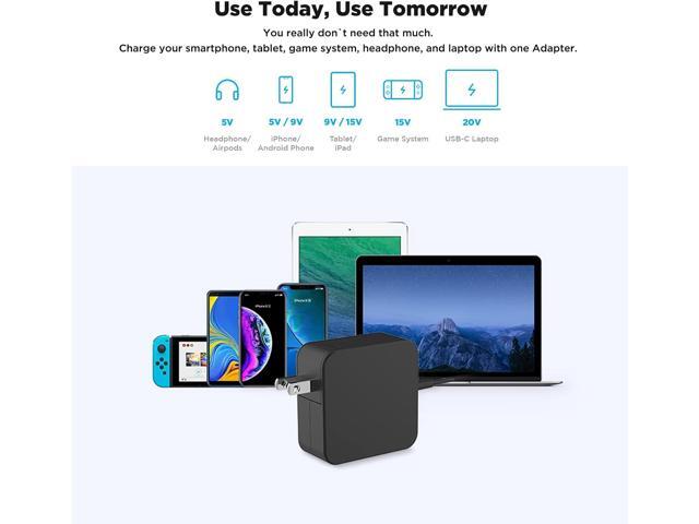 Innergie 65C 65W USB Type C Universal Laptop Charger Power Adapter PD 3.0-Compatible with iPhone 16/iPad/Switch/PC Laptop/MacBook Pro/AirUSB-C 2.3m...