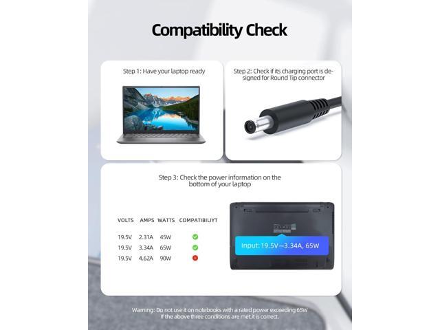 AC Charger Fit for Dell-Latitude 3410 3510 P101F P129G P101F001 P101F002 P129G001 P129G002 Series Laptop Power Supply Adapter Cord (Safety...