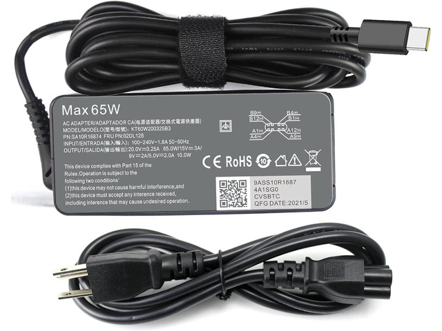 65W Type C USB-C Charger for Lenovo Chromebook 100e 300e 500e C330 C340 S330 Yoga C930 C740 S730 730 730S 720 910 920 ThinkPad X1 Carbon 5th 6th...