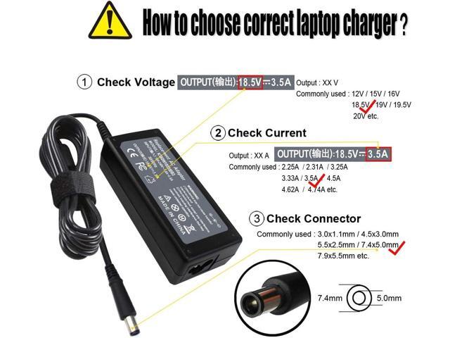 18.5V 3.5A 65W AC Adapter Charger Compatible with HP Pavilion G4 G6 G7 G32 G42 G56 G60 G61 G62 G71 G72 DV3 DV4 DV5 DV6 DV7 DM4 M6 M7 Series Compaq...