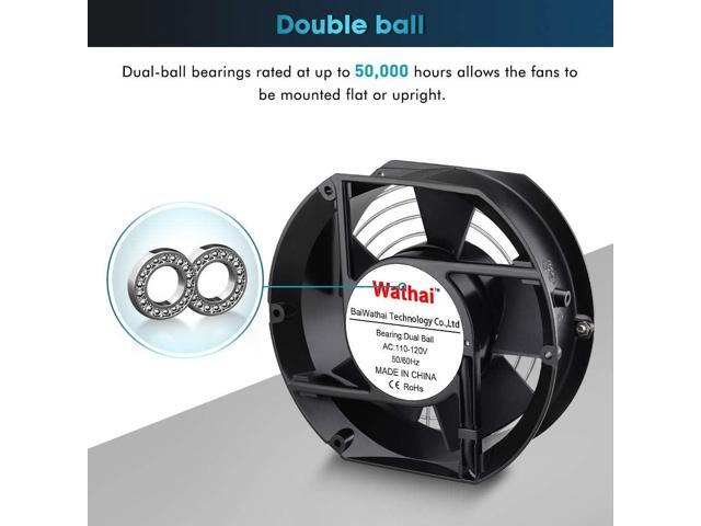 Wathai AC 110V 120V Axial Fan Big Airflow High Speed Dual Ball 172mm x 150mm x 51mm for DIY Cooling Ventilation Exhaust Projects For Server