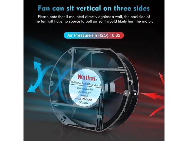 Wathai AC 110V 120V Axial Fan Big Airflow High Speed Dual Ball 172mm x 150mm x 51mm for DIY Cooling Ventilation Exhaust Projects For Server