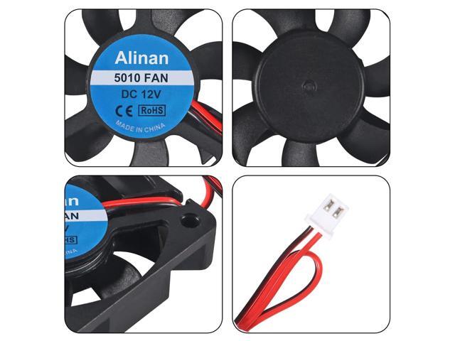 6pcs 5010 12V Sleeve Bearing Cooling Fan 50mm Silent Cooling DC 12V 0.08A Silent Quiet DC Brushless Cooling Fan 3D Printer Cooling Fan with 2Pin Wire