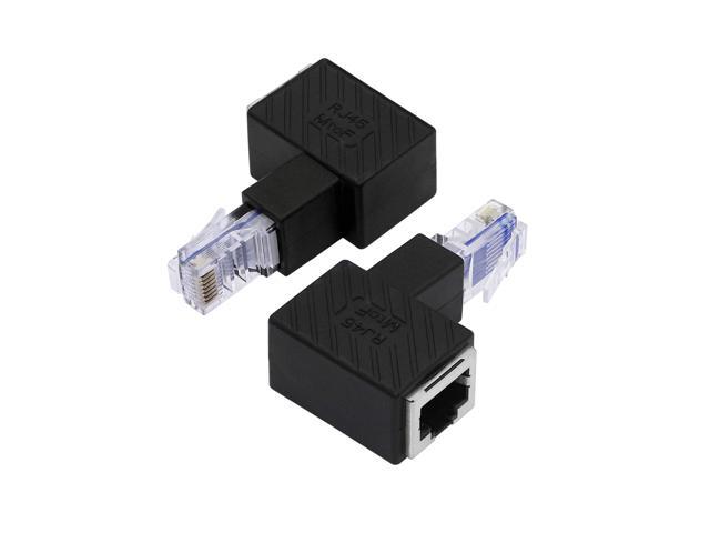 Vszerda Cat5e/Cat6 RJ45 Ethernet Adapter2Pack 90 Degree Ethernet RJ45 / 8P8C Male to Female Right Angle Adapter Support Cat6 / Cat5e / Cat5.