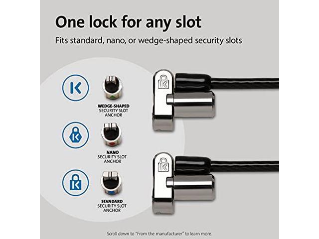 Kensington Universal 3-in-1 Keyed Cable Lock - Twin Lockheads for Laptops & Other Devices (K63380WW)