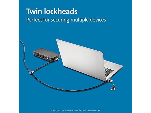 Kensington Universal 3-in-1 Keyed Cable Lock - Twin Lockheads for Laptops & Other Devices (K63380WW)