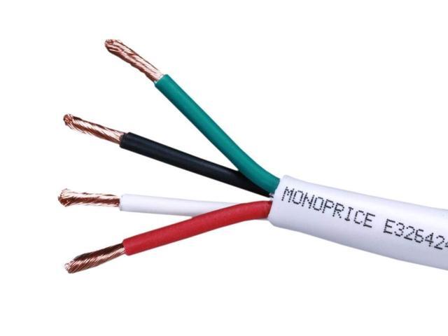 Monoprice Speaker Wire, CL2 Rated, 4-Conductor, 14AWG, 1000ft, White