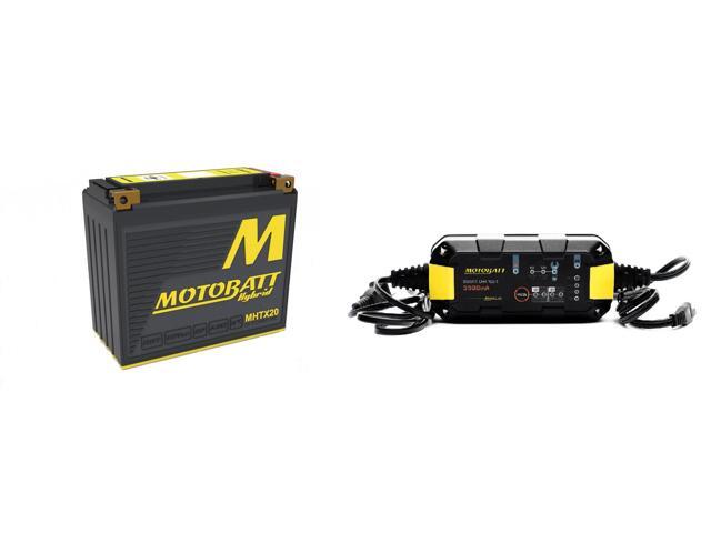 Motobatt Maintenance Charger MBRC35 with MHTX20 Motobatt Hybrid Lithium Battery Combo