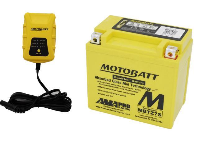 Motobatt Maintenance Charger PDCT1 with MBTZ7S QUADFLEX AGM Factory Activated Com