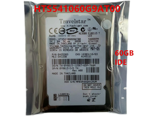 OwnShoe HDD For Hitachi 60GB 2.5' IDE 2MB 4200RPM 9.5MM For Internal Hard Disk For Notebook HDD For HTS541060G9AT00