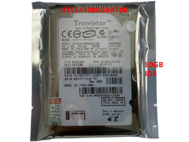 OwnShoe HDD For Hitachi 80GB 2.5' IDE 8MB 5400RPM 9.5MM For Internal Hard Disk For Notebook HDD For HTS541080G9AT00