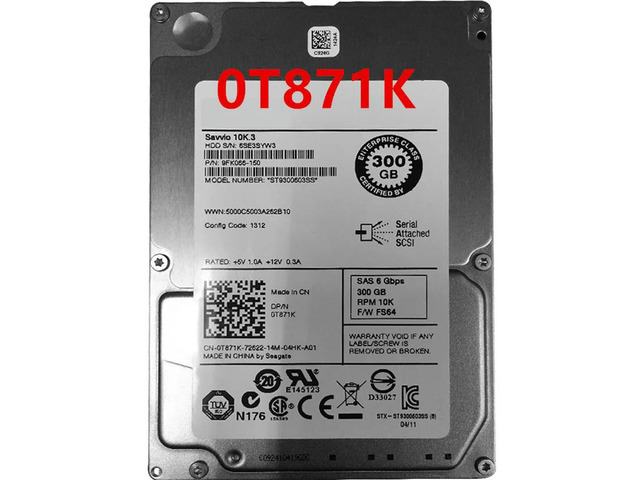 OwnShoe Almost HDD For 300GB 2.5' 10K SAS 16MB For Internal HDD For Enterprise Class HDD For ST9300603SS 0T871K T871K