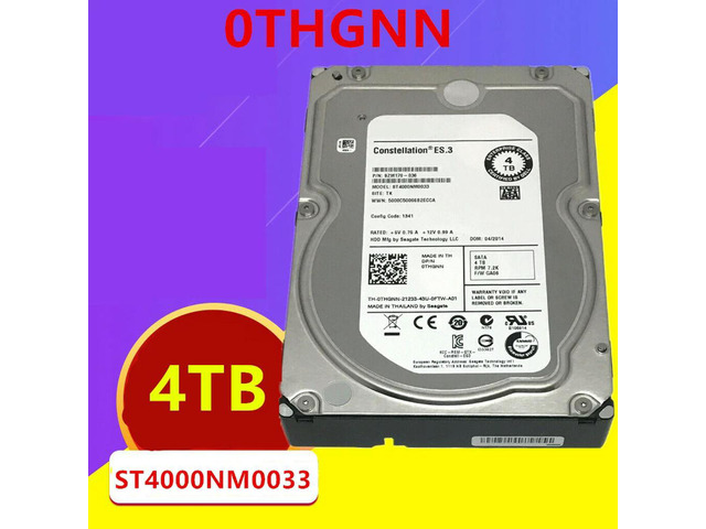 OwnShoe HDD For 4TB 3.5' SATA 6 Gb/S 128MB 7200RPM For Internal HDD For Server HDD For 0THGNN THGNN ST4000NM0033