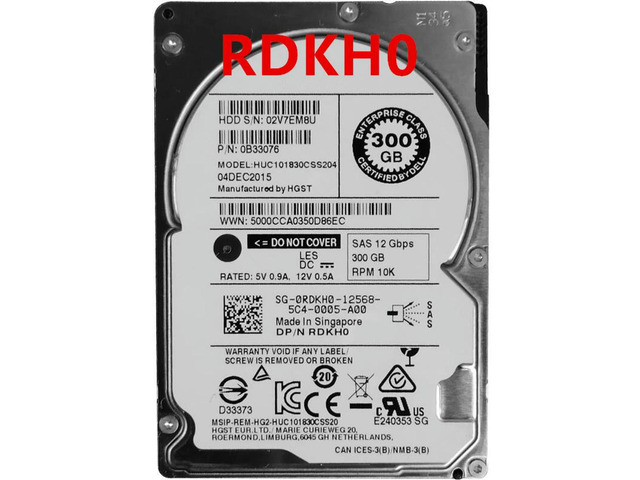 OwnShoe HDD For 300GB 2.5' SAS 12 Gb/s 64MB 10000RPM For Internal HDD For Server HDD For RDKH0 0RDKH0 HUC101830CSS204