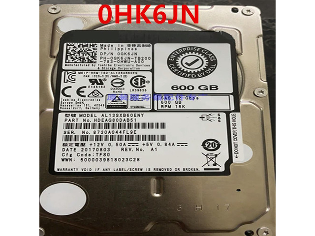 OwnShoe Almost HDD For 600GB 2.5' SAS 64MB 15000RPM For Enterprise Class HDD For 0HK6JN HK6JN AL13SXB60ENY