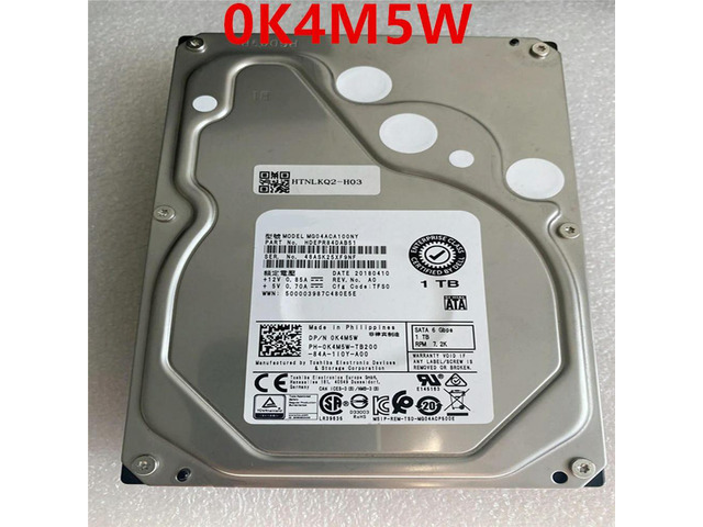 OwnShoe HDD For 1TB 3.5' SATA 6 Gb/s 64MB 7200RPM For Internal HDD For Server HDD For 0K4M5W K4M5W MG04ACA100NY