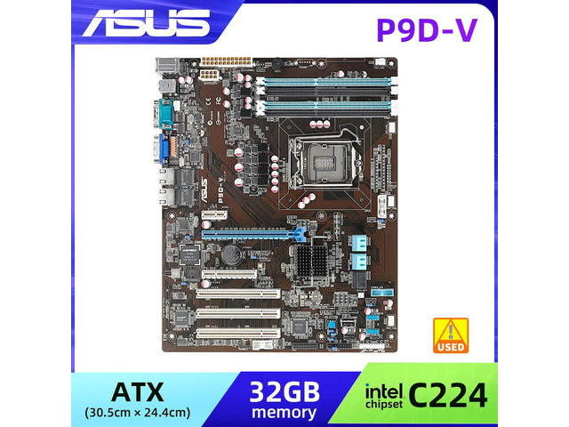LGA 1150 Motherboard P9D-V Motherboard DDR3 Support Xeon E3 Core i3 Cpus C224 32G PCI-E X16 1150 VGA USB3.0 SATA3 ATX