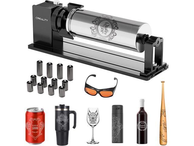 Creality Laser Rotary Roller Pro, Y-Axis Rotary Chuck Kit for Creality Series Laser Engravers, 3-in-1 Adjustable Jaws, Engraves Cylindrical...