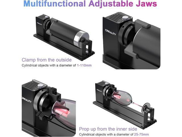 Creality Laser Rotary Roller Pro, Y-Axis Rotary Chuck Kit for Creality Series Laser Engravers, 3-in-1 Adjustable Jaws, Engraves Cylindrical...