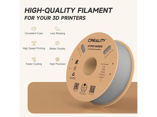 Creality Hyper PLA 3D Printer Filament 1.75mm, 1kg Spool, Up to 600mm/s High-Speed Printing, +/-0.03mm Accuracy, Compatible with Creality K1 Max...