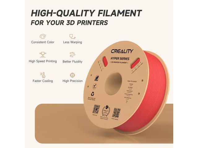 Creality Hyper PLA 3D Printer Filament 1.75mm, 1kg Spool, Up to 600mm/s High-Speed Printing, +/-0.03mm Accuracy, Compatible with Creality K1 Max...