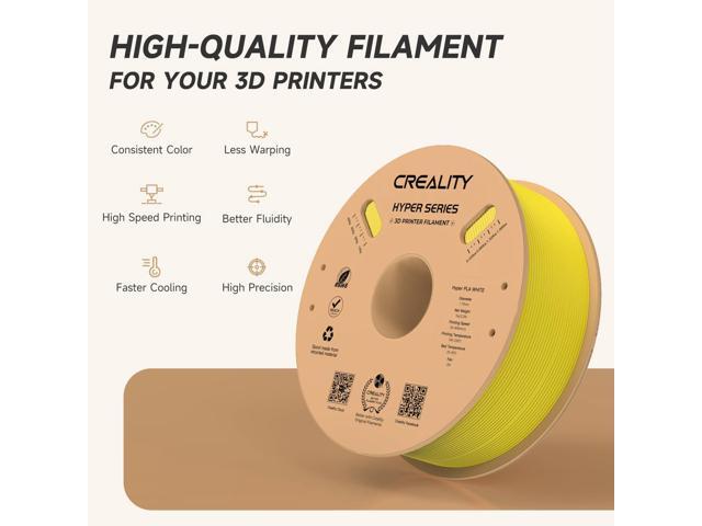 Creality Hyper PLA 3D Printer Filament 1.75mm, 1kg Spool, Up to 600mm/s High-Speed Printing, +/-0.03mm Accuracy, Compatible with Creality K1 Max...