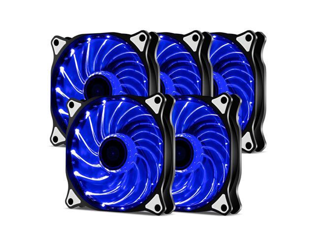 Vetroo 120mm Blue 15-LEDs Cooling Fan for Computer PC Cases, CPU Coolers and Radiators Blue 5 Packs