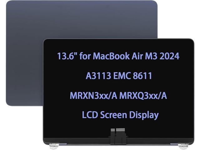 Screen Replacement for MacBook Air M3 2024 A3113 EMC 8611 LCD Display Complete Top Assembly MRXN3xx/A MRXQ3xx/A (Midnight/Blue)