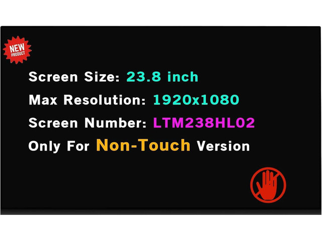 23.8' Display Panel Compatible with HP 24-b010 24-b010Z 24-b011 24-b012 24-b016 FHD 1920(RGB)×1080 LCD Non-Touch Screen Replacement