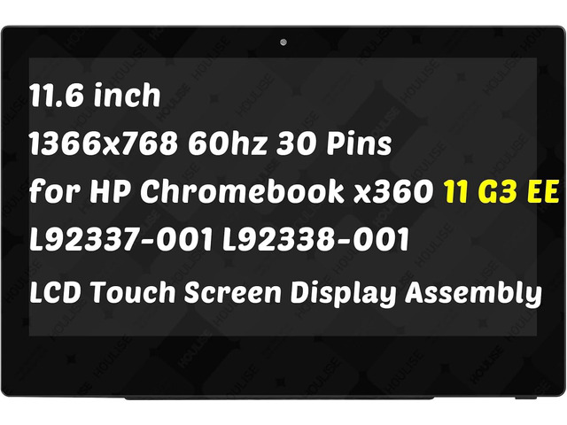 L92337-001 L92338-001 Replacement for HP Chromebook X360 11 G3 EE 11.6 inch 60Hz 30 Pins LCD Touch Screen Display Digitizer Assembly (for 1366x768...