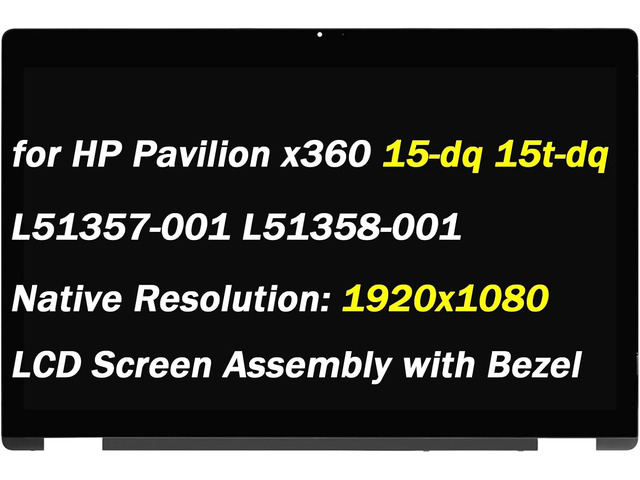 L51357-001 L51358-001 Replacement for HP Pavilion x360 15-dq 15t-dq 15-dq000 15t-dq000 15t-dq100 15-dq1000 15-dq0000 15.6' 30Pin LCD LED Touch...