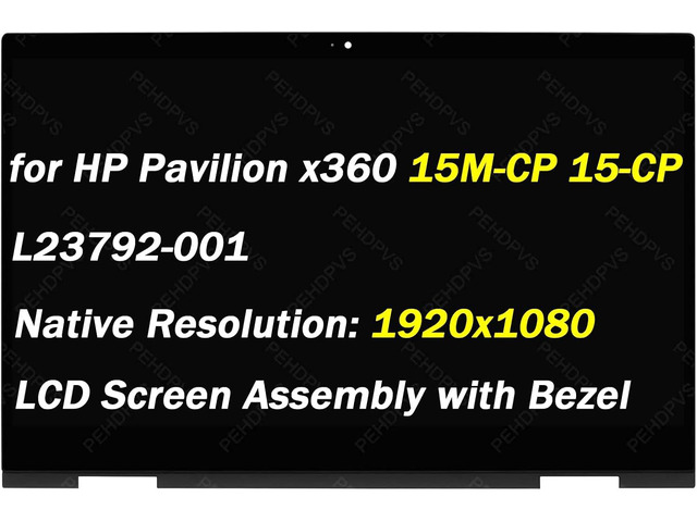 Replacement for HP Envy X360 15M-CP0011DX 15M-CP0012DX 15-CP0053CL 15M-CP 15-CP L23792-001 - 15.6' FHD Touch LCD Screen Display Assembly with Bezel