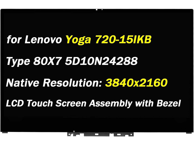 5D10N24288 Replacement for Lenovo Yoga 720-15IKB 80X7 LCD Screen Display 720-15ISK 80X7001VUS 80X7003VUS UHD 3840X2160 15.6' LCD Display Touch...
