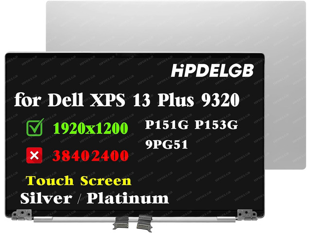 Replacement for Dell XPS 13 Plus 9320 09PG51 9PG51 1920×1200 13.4 inch LCD Touch Screen Digitizer Display Assembly Silver/Platinum