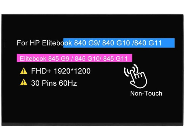 Screen Replacement for HP Elitebook 840 G9 / 840 G10 /840 G11 for HP Elitebook 845 G9 / 845 G10 / 845 G11,14.0' FHD+ 1920(RGB)×1200 45% NTSC 30 pin...