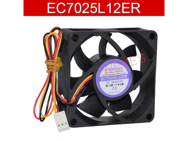 70mm fan EC7025L12ER For EVERCOOL 7025 DC12V 0.14A Three-wire Silent Heat Dissipating Fan